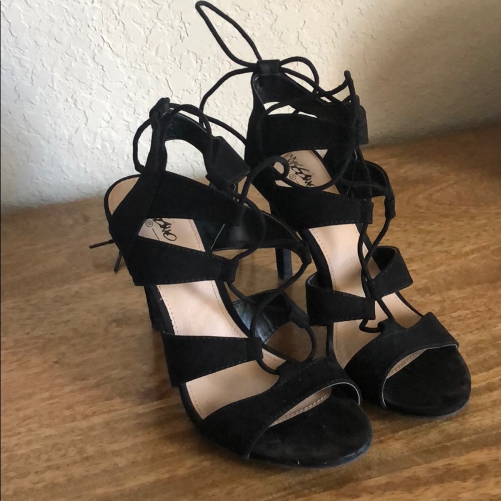 Black lace up heels